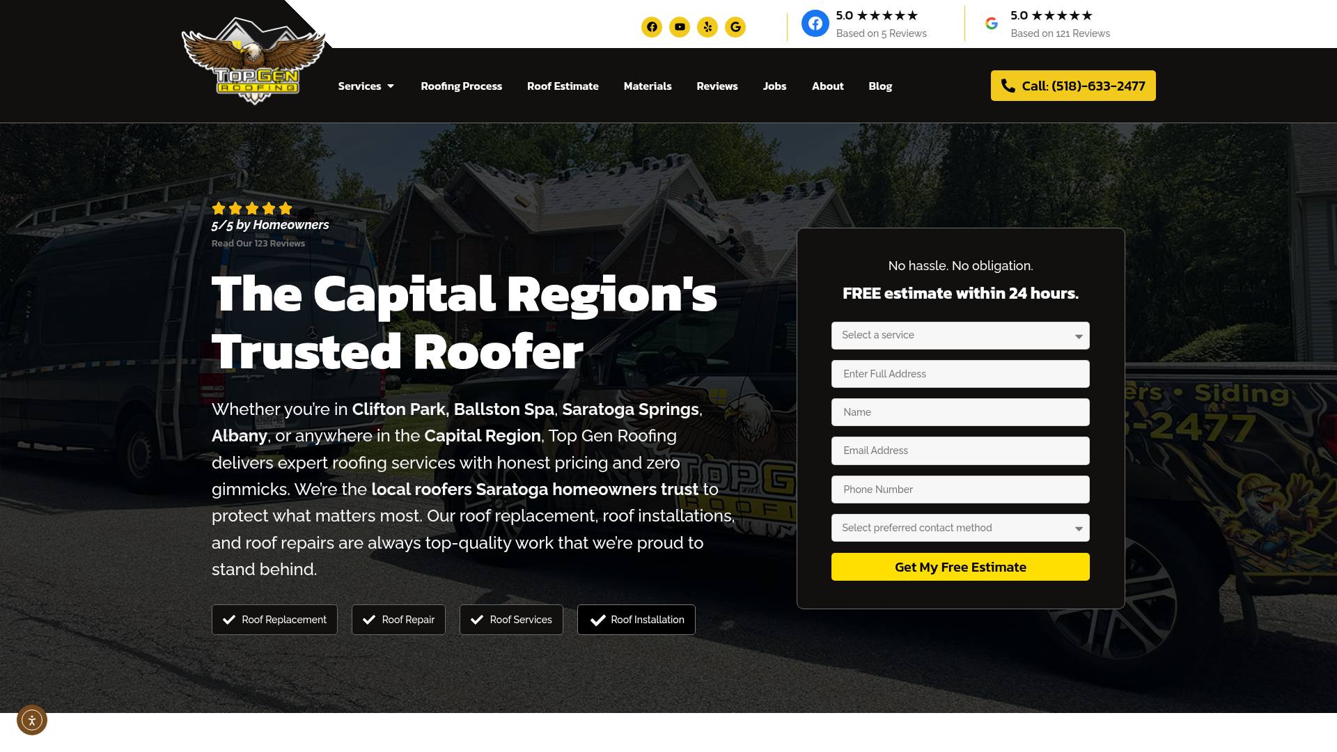 Customer Reviews and Track Record — infographic: Top Gen Roofing customer satisfaction overview — process flow showing four stages: Free Estimate, Scheduled Install, Quality Inspection, Workmanship Guarantee, with satisfaction checkmarks at each stage